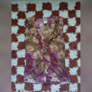 Vintage Y2K Rave Mesh Floral Going Out Top